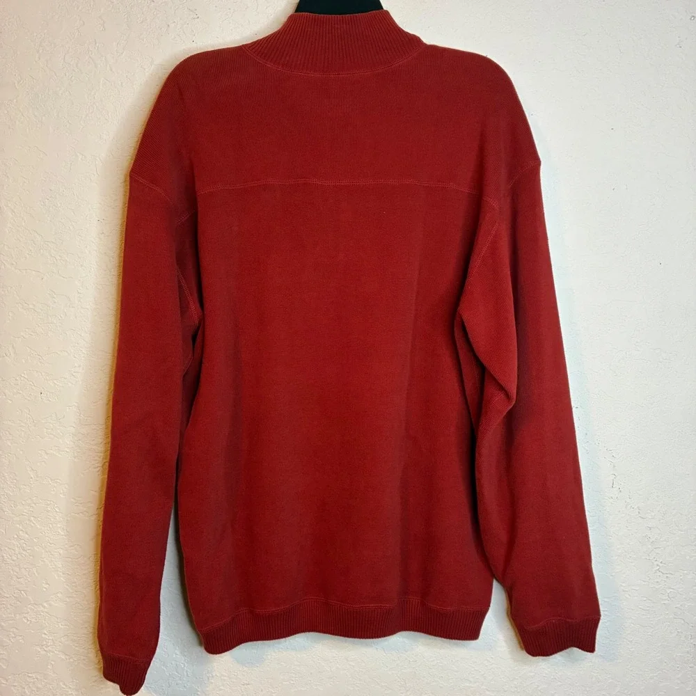Tommy Bahama Reversible Pro Pullover Mens 1/4 Zip Sweater Red Gray Mock Neck XL
